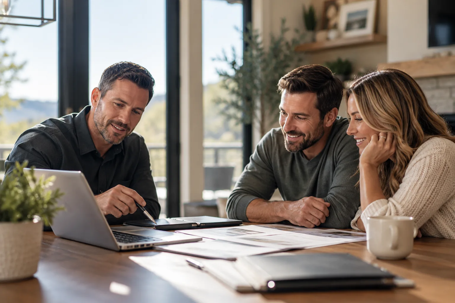 A couple reviewing mortgage options during a consultation at home